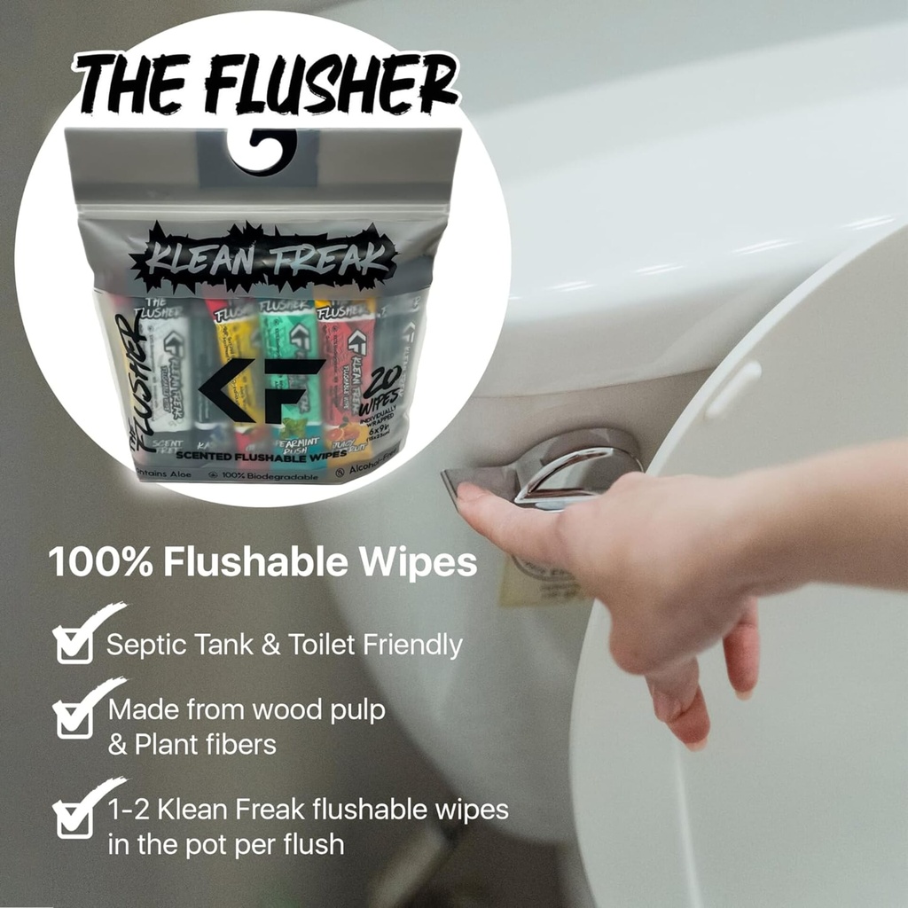 [FDJG20] Klean Freak -The Flusher wipes - 20 Pack - Juicy Grapefruit Image 