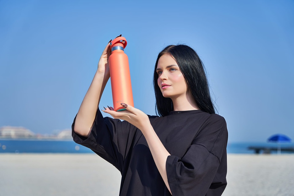 [DB03005A] Moya "Black Sea"  700ml Insulated Sustainable Water Bottle Coral Image 