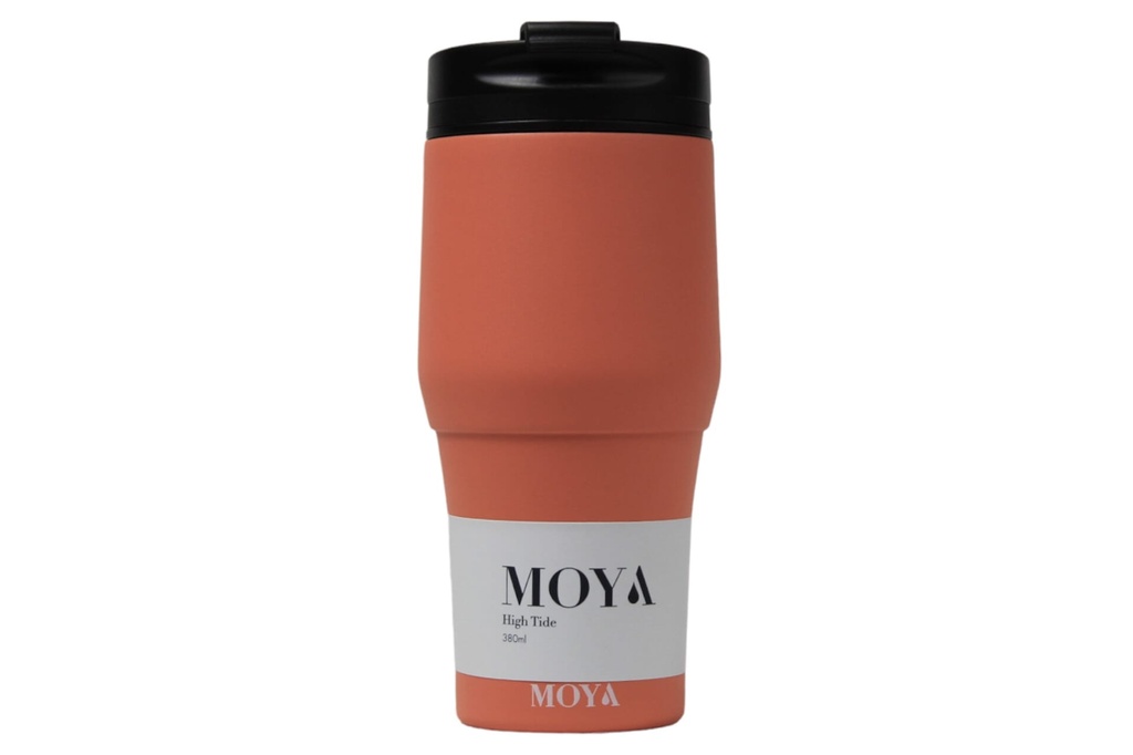 [HV134-BC-16] Moya "High Tide" 380ml Travel Coffee Mug Black/Coral Image 