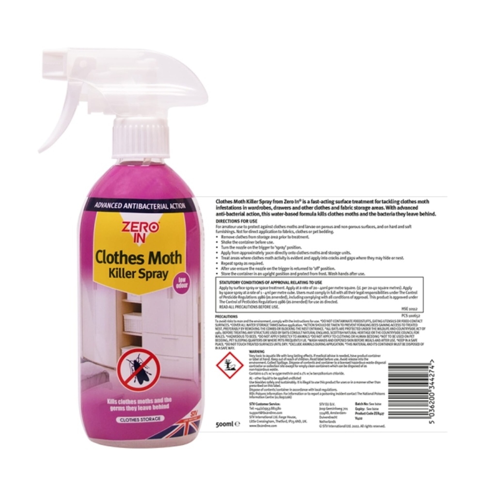 [ZER427] STV  Anti-Bacterial Clothes Moth Killer - 500ml RTU Image 