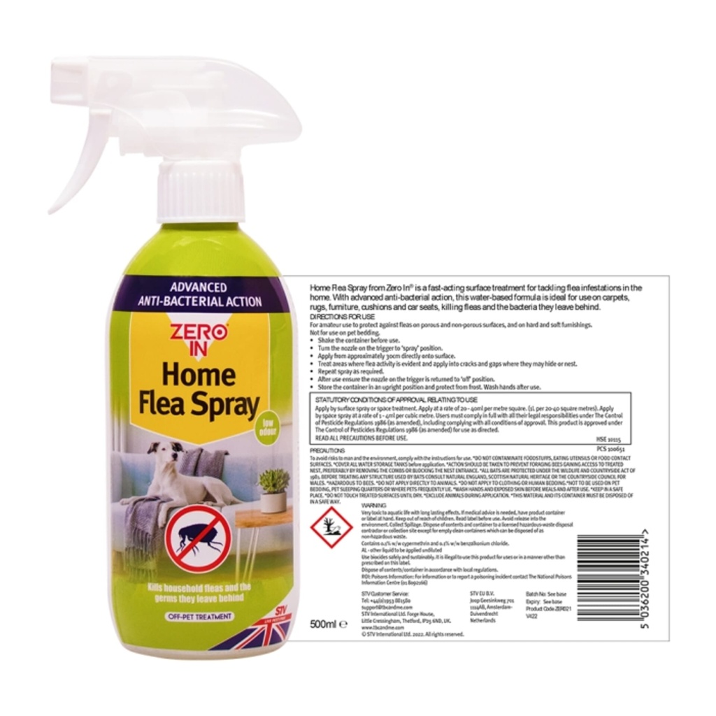 [ZER021] STV  Anti-Bacterial Home Flea Spray - 500ml RTU Image 