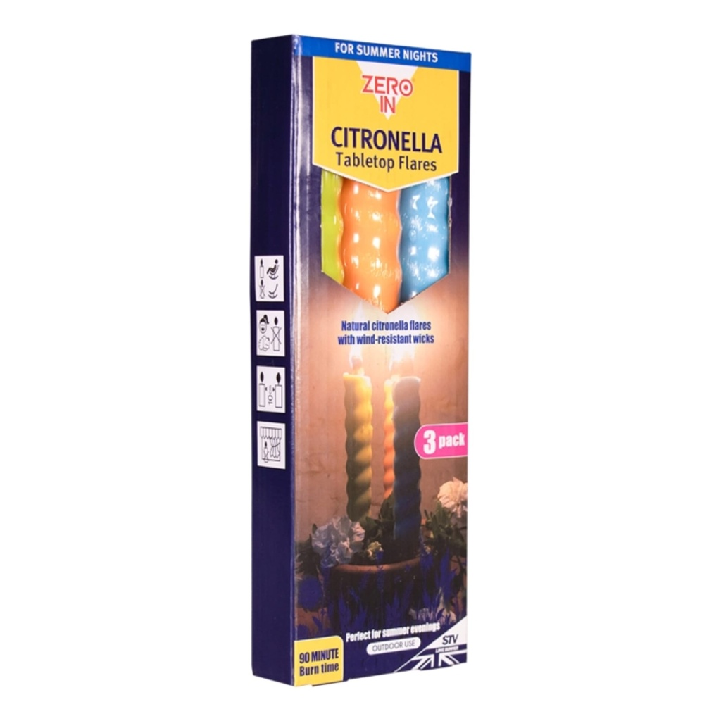 [ZER452] STV Citronella Table Top Flares - Beach Party - 3-Pack Image 