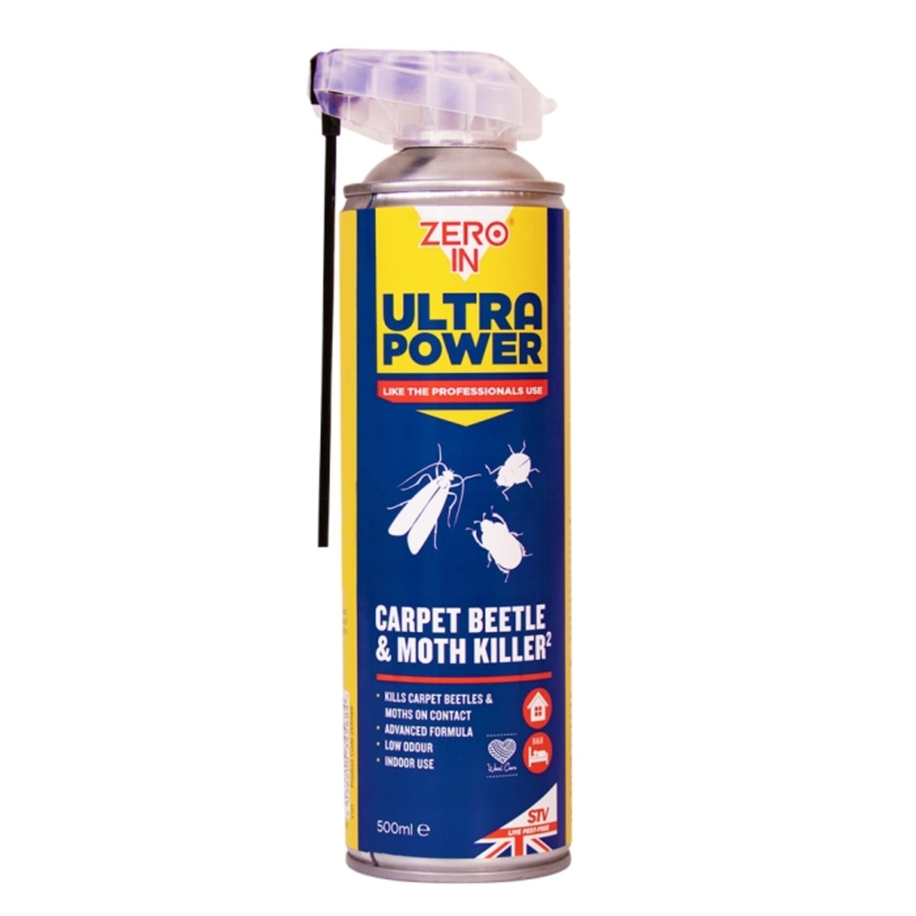 STV  Carpet Beetle & Moth Killer - 500ml Dual Action Aerosol