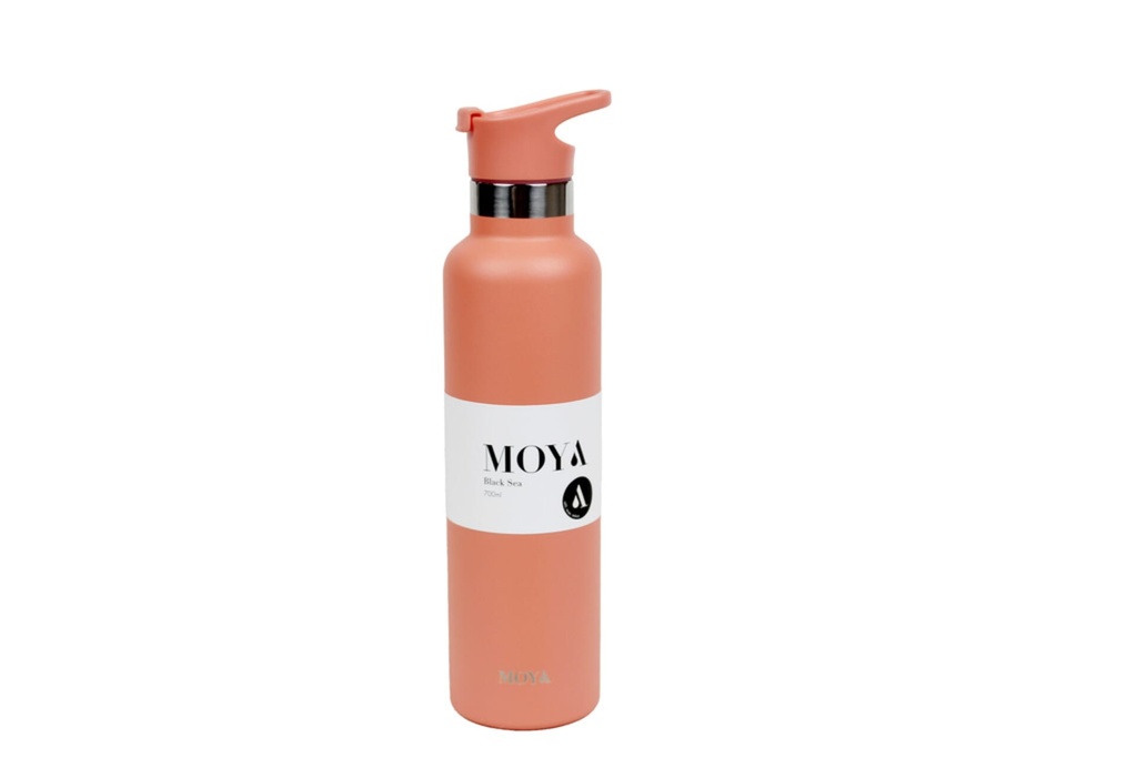 Moya "Black Sea"  700ml Insulated Sustainable Water Bottle Coral Spout Lid