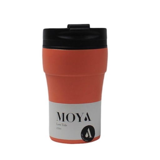 [HV133-BC-16] Moya "Low Tide" 250ml Travel Coffee Mug Black/Coral