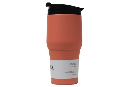 [HV134-BC-16] Moya "High Tide" 380ml Travel Coffee Mug Black/Coral